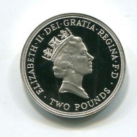Gran Bretagna, Elisabetta II (1952-2022): 2 sterline 1995 "50° Anniversario della fine Seconda Guerra Mondiale"  (Spink#4315)