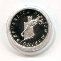 San Marino: 1987, 500 lire "Universiade di Zagabria", da confezione zecca