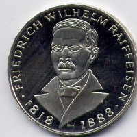 Germania, Rep. Federale (dal 1949): 5 marchi 1968-J "Friederich Raiffeisen" (KM#121)