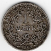 Germania, Guglielmo II (1888-1918): 1 marco 1907-D (KM#14)
