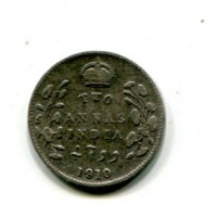 India Britannica, Edoardo VII (1901-1910): 2 annas 1910 (KM#505)