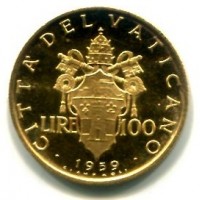 Vaticano, Giovanni XXIII (1958-1963): 100 lire 1959 (Gigante#263)
