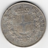 Vittorio Emanuele II (1861-1878): 5 lire 1870-Mi (Gigante#40)
