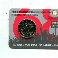 Belgio 2018: 2 euro "50 Years May 1968", versione francese. In coincard ufficiale