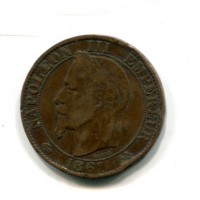 Francia, Napoleone III (1852-1870): 5 centesimi 1861-K (Gadoury#155), colpi al bordo