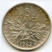 Francia, Quinta Repubblica (dal 1959): 5 franchi 1962 (Le Franc#340/6)