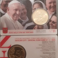 Vaticano 2020: 50 centesimi nella coincard originale zecca