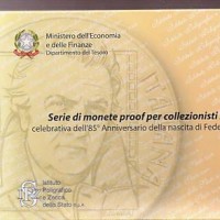 Italia 2005: serie annuale PROOF "Federico Fellini", 9 pezzi (cartone esterno non rovinato ma "sofferto"