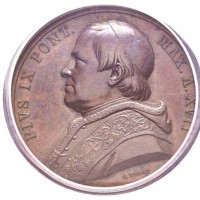 Pio IX (1846-1878): medaglia annuale 1862-XVII "PETRI INOPIAM CHRISTIANI STIPE SVSTENTANT", opus Voigt (Montenegro#81), grammi 34 diametro 44 mm. In slab PCGS SP63BN