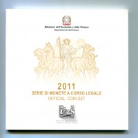 Italia 2011: serie annuale, 10 pezzi (gli otto normali + 2 euro "150° Unità d'Italia" + 5 euro in argento)