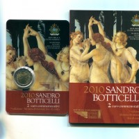 San Marino 2010: 2 euro commemorativi "Botticelli", in confezione originale zecca