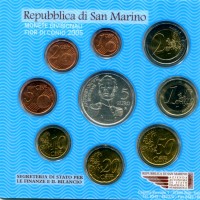 San Marino 2005: serie annuale 8 pezzi più moneta da 5 euro in argento