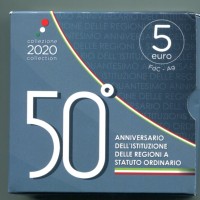 Italia 2020: 5 euro commemorativo "50° Anniversario dell'Istituzione delle Regioni a Statuto Ordinario", in confezione ufficiale