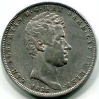 Carlo Alberto (1831-1849): 5 lire 1836-Ge (Gigante#67)
