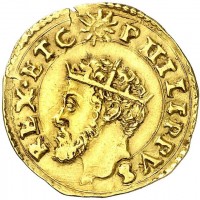 Milano, Filippo II di Spagna (1556-1598): scudo del sole, aquile NON coronate (NON censito: Crippa – cfr; 8 MIR – cfr. 305), grammi 3.27