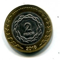 Argentina: 2 pesos 2016 (KM#165)
