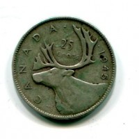 Canada, Giorgio VI (1936-1952): 25 cent. 1945 (KM#44)