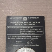 USA: 1 dollaro 1983-S "Los Angeles-XXIII Olimpiadi" nella confezione ufficiale