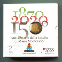 Italia 2020: 2 euro commemorativo "Anniversario della Nascita di Maria Montessori" PROOF, nella confezione ufficiale
