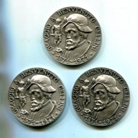 San Marino 1971: trittico di medaglie "Benvenuto Cellini", diametro 50mm, peso totale 160,43. In confezione. Scatola esterna con scritta