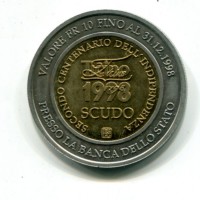 Svizzera, Ticino: scudo 1998 "II Centenario indipendenza"