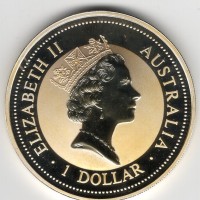Australia, Elisabetta II (1952-2022): 1 dollaro 1996 "Kookaburra" -Oncia-
