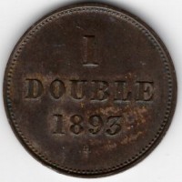 Guernsey, Vittoria (1837-1901): 1 double 1893 (KM#10)
