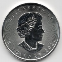 Canada, Elisabetta II (1952-2022): 5 dollari 2022 "Maple Leaf" -Oncia Acero-