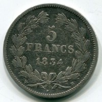 Francia, Luigi Filippo (1830-1848): 5 franchi 1834-H (Gadoury#678)