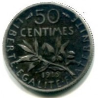 Francia, Terza Repubblica (1871-1940): 50 centesimi 1919 (Gadoury#350)
