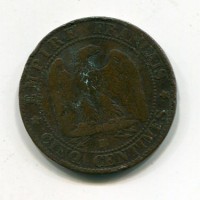 Francia, Napoleone III (1852-1870): 5 centesimi 1856-BB (Gadoury#152)