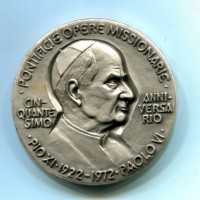 Paolo VI (1963-1978): medaglia 1972 "50° Anniversario Ponteficie Opere Missionarie", diametro 51mm