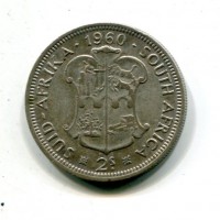 Sud Africa, Elisabetta II (1952-1960): 2 scellini 1960 (KM#50)
