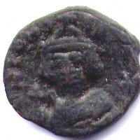 Costante II (641-668 d.C.): 1/2 follis, zecca di Cartagine (Sear#1057), senza puntini ai lati della croce