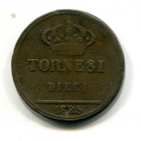 Napoli, Francesco I (1825-1830): 10 tornesi 1825 (Gigante#14)
