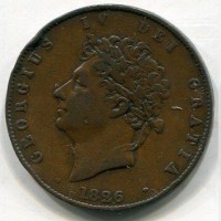 Gran Bretagna, Giorgio IV (1820-1830): 1/2 penny 1826 (Spink,430#3824)