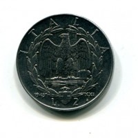 Vittorio Emanuele III (1900-1943): 2 lire 1943 "Impero" (Gigante#124)