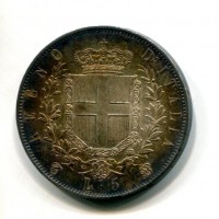 Vittorio Emanuele II (1861-1878): 5 lire 1865-To (Gigante#37), bellissima patina