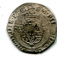 Emanuele Filiberto (1553-1580): bianco da 4 soldi 1573, contromarcato (MIR,283#520aa)
