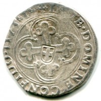 Emanuele Filiberto (1553-1580): bianco da 4 soldi 1573, contromarcato (MIR,283#520aa)
