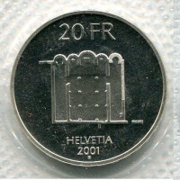 Svizzera, Confederazione: 20 franchi 2001 "CLAUSTRA da MUSTAIR"