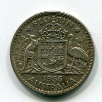 Australia, Elisabetta II (1952-2022): 1 fiorino 1956 (KM#60)