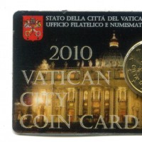 Vaticano 2010: 50 centesimi nella coincard originale zecca, la prima del Vaticano
