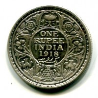 India Britannica, Giorgio V (1910-1936): 1 rupia 1918 (KM#524)
