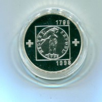Svizzera, Confederazione: 20 franchi 1998 "200° Anniversario Della Repubblica" in confezione originale