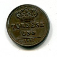 Napoli, Ferdinando II (1830-1859): 1 tornese 1852 (Gigante#296)