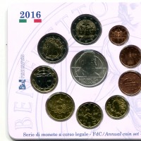 Italia 2016: serie annuale, 10 pezzi con il 2 euro commemorativo "Plauto" ed il 5 euro in argento " Benedetto Croce"