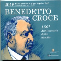 Italia 2016: serie annuale, 10 pezzi con il 2 euro commemorativo "Plauto" ed il 5 euro in argento " Benedetto Croce"