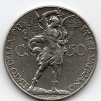 Vaticano, Pio XI (1929-1938): 50 centesimi 1935-XIV (Gigante#53)
