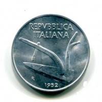 Repubblica Italiana (dal 1946): 10 lire 1952 "Spighe" (Gigante#235)
